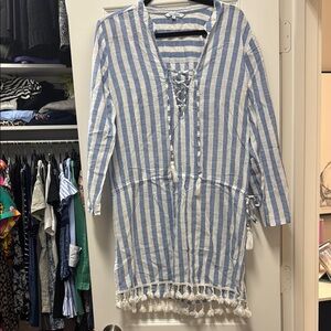 Blue Island Striped Casual Top